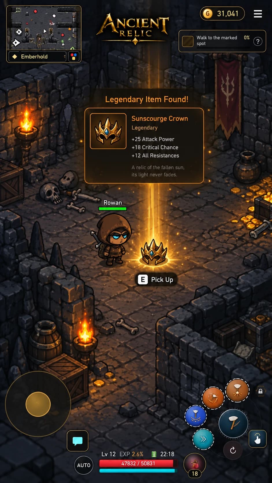 Ancient Relic: Legendary Sunscourge Crown discovery in Emberhold.